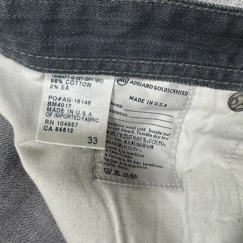 AG Adriano Goldschmied Jeans Mens 33x28 Gray Denim The Protege Straight READ - Picture 10 of 10